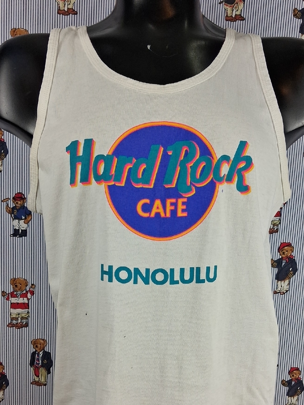 Vintage Hard Rock Cafe Honolulu Hawaii Classic Graphic Logo White Lg Tank Top